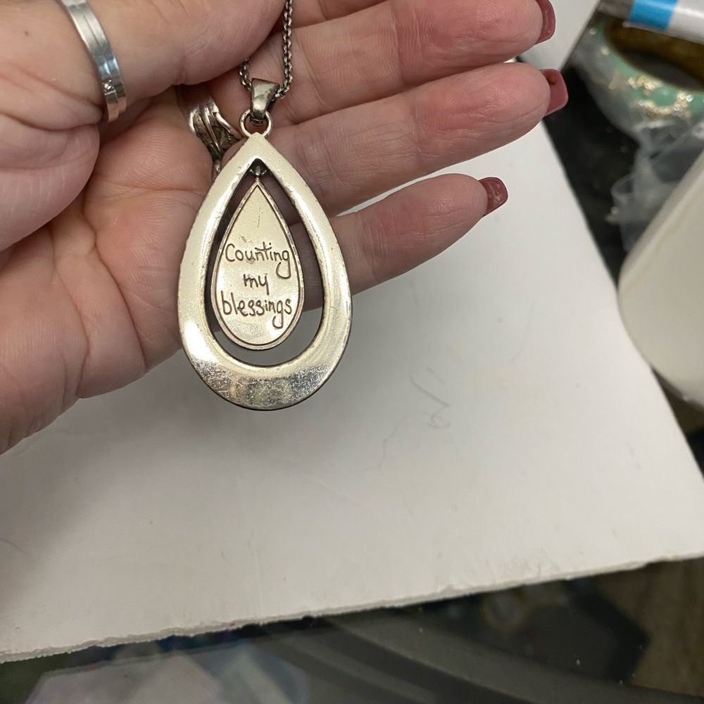 💍💎 SALE Brighton Crystal Voyage Silver Necklace Blue Teardrop Count My Blessings - Picture 3 of 4